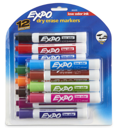 טושים צבעוניים EXPO ללוח מחיק - מארז 12 יחידות