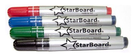  סט 4 טושים איכותיים ללוחות זכוכית Star Boards