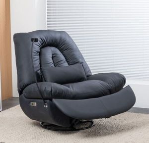 כורסת מסאג עור ריקליינר חשמלי AIR LEATHER אריאן פרימיום שחור El-Kol