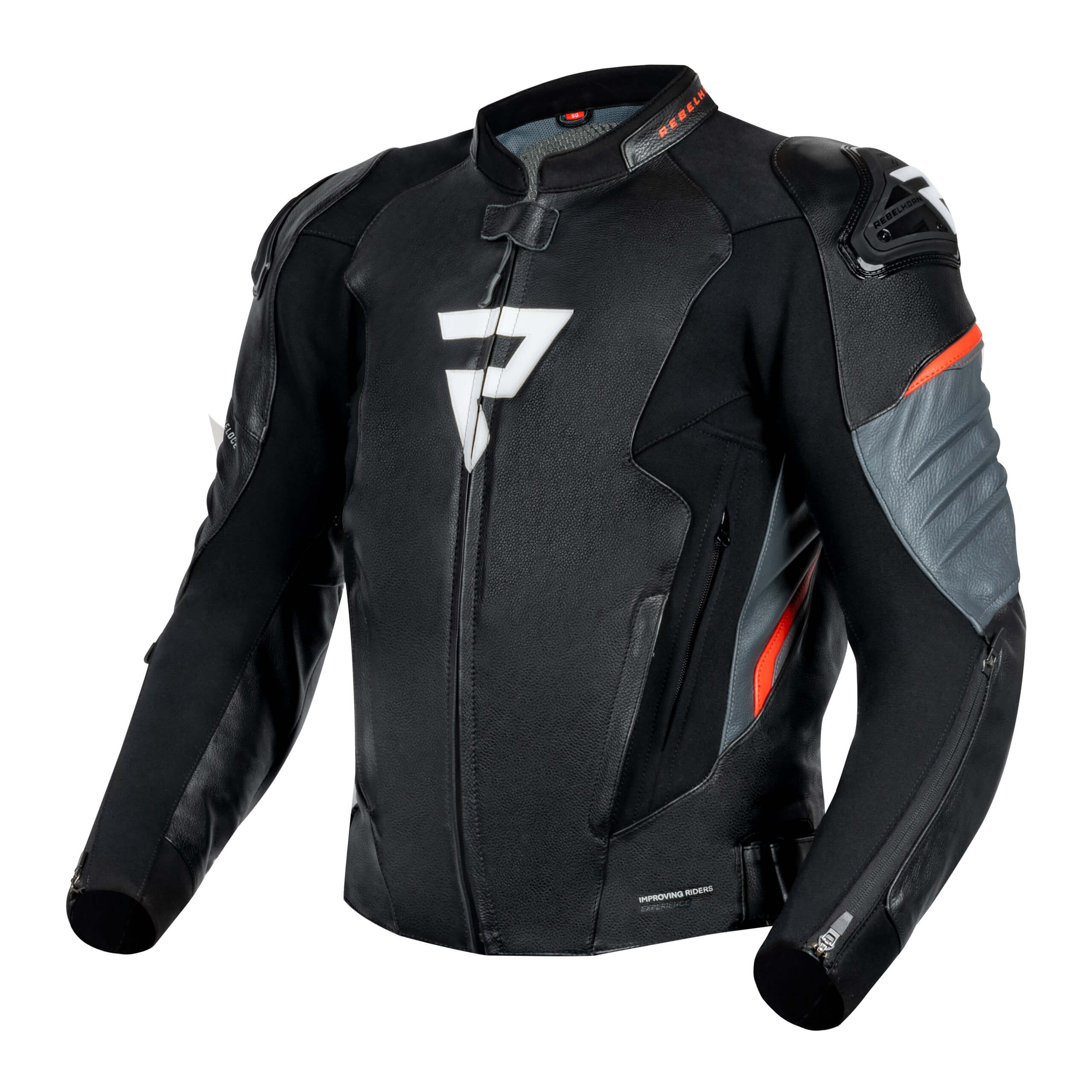 מעיל ספורט טורינג מעור רבל הורן שחור / אדום - REBELHORN VELOCE LEATHER