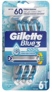 Gillette Blue 3 Cool |  תחושת רעננות במהלך הגילוח | 6 להבים | 