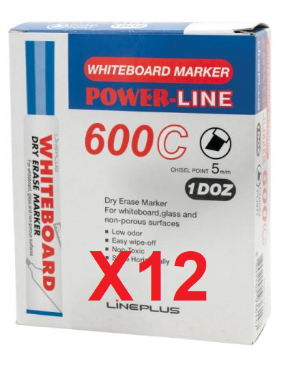 טושים ללוח מחיק ראש שטוח LINEPLUS 600C חבילה 12 יח