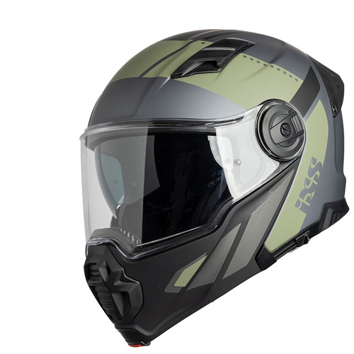 קסדה דו שימושית נפתחת שחור מט / זית  - IXS 430 FG 