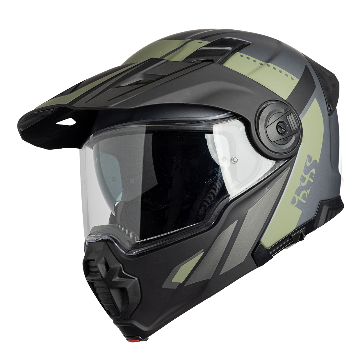קסדה דו שימושית נפתחת שחור מט / זית  - IXS 430 FG 