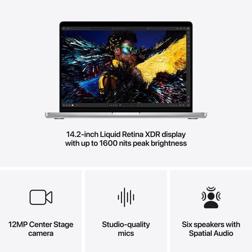 מחשב Apple MacBook Pro  14 M4 Chip 10-Core 16GB RAM 1TB SSD, 10-Core GPU in Silver MW2X3HB/A (Late 2024)