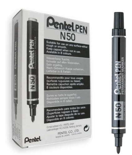  PENTEL N50 פרמננט ראש עגול צבע שחור על בסיס שמן
