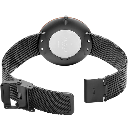 Obaku V245GXBBMB גודל 40MM זכוכית ספיר ומסגרת עץ