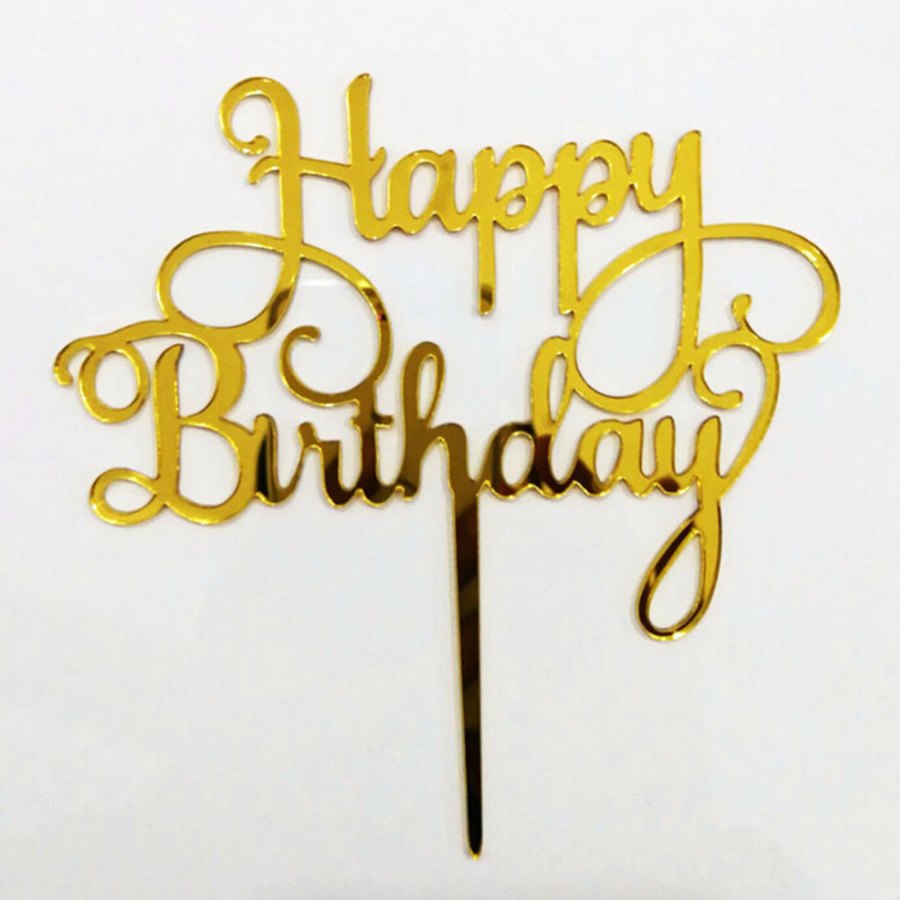 טופר אקרילי HAPPY BIRTHDAY זהב