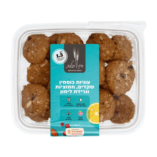 עוגיות כוסמין שקדים וחמוציות גרידת לימון - דני וגלית 230 גרם