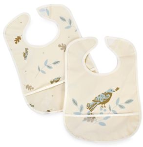 זוג סינרי PVC לתינוק עם כיס ותיפור היקפי - עלים