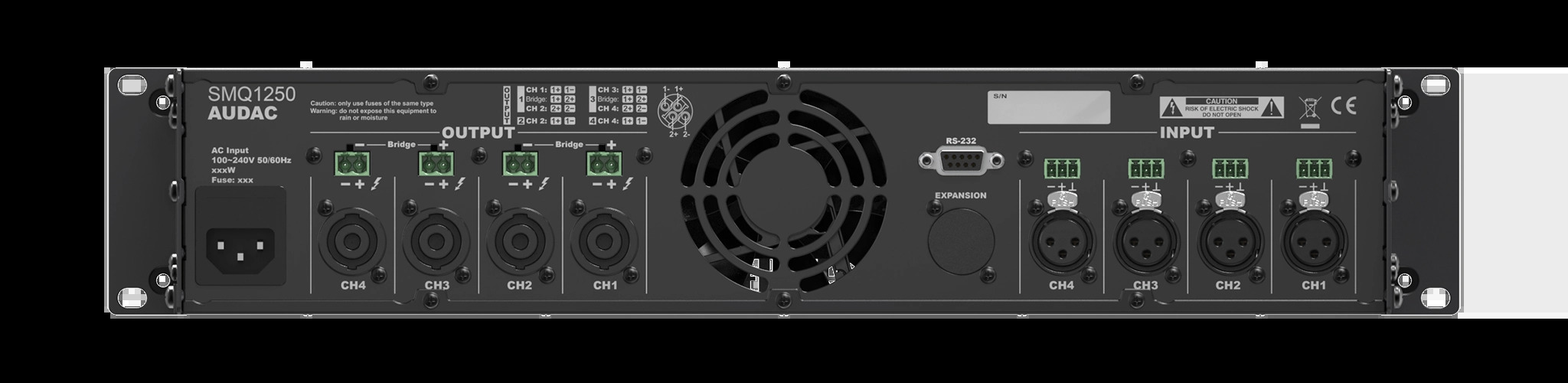 מגבר DSP ארבע ערוצים  WaveDynamics™ 4 x 1250W AUDAC SMQ1250