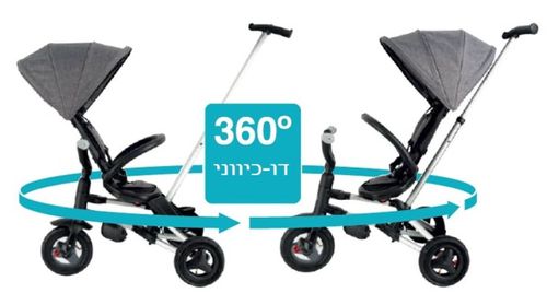 תלת אופן דו-כיווני מתקפל סופר קומפקטי נובה ניילו Nova Niello עם שלדה שחור מט - חאקי Q Play