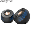 זוג רמקולים סטריאו אלחוט בלוטוט Creative Pebble X 15W RMS, צבע שחור, עם תאורה RGB