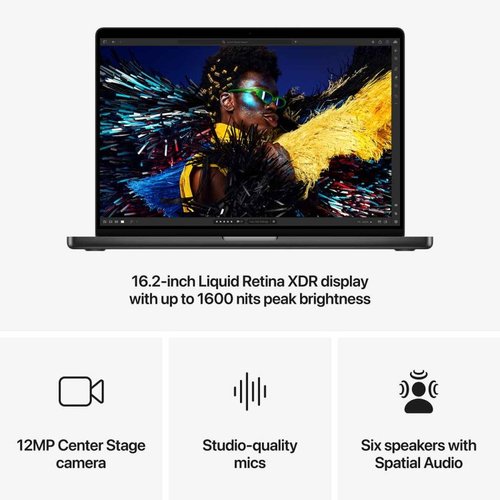 מקבוק פרוApple MacBook Pro 16 M4 Pro Chip 14-Core 24GB RAM 512GB SSD, 20-Core GPU in Space Black MX2X3HB/A (Late 2024)