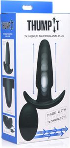 פלאג אנאלי מסיליקון העשוי בטכנולוגיה קינטית נטען שלט רחוק | XR Brands - 7X Medium Thumping Silicone Anal Plug