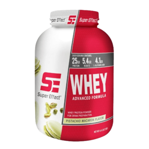 אבקת חלבון WHEY בטעם פיסטוק מקרון | 25 גרם חלבון | 5.4 גרם חומצות אמינו | 4.1 גרם חומצה ל-גלוטמין | 2 ק"ג | כשר חלבי | Super Effect סופר אפקט