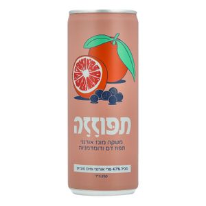 פחית תפוזזה- משקה אורגני מוגז תפוזי דם ודומדמניות 250 מל
