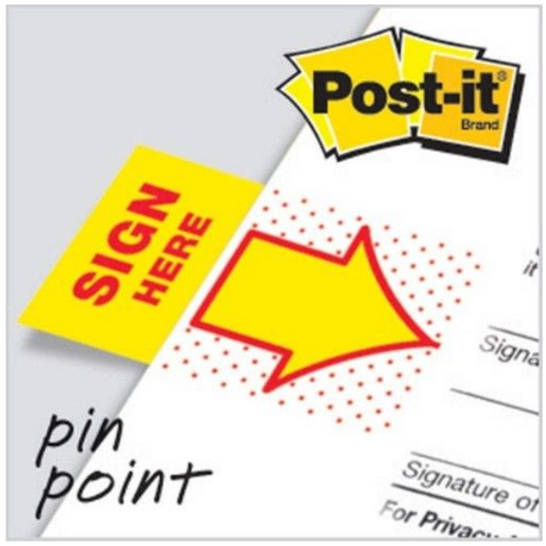  דגלונים לתיוק משרדי 3M Post It - SIGN HERE