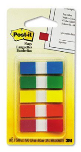  דגלונים לסימון 3M Post It לתיוק משרדי -סט 5 צבעים