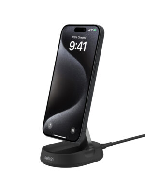 מעמד טעינה אלחוטי כולל מטען קיר Belkin BoostCharge Pro בצבע שחור