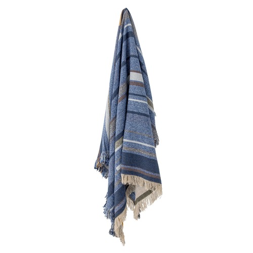 שמיכת כותנה ממוחזרת 160x130 סמ Toscana - כחול