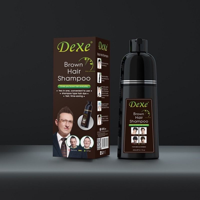 שמפו בצבע שחור\חום לצביעת שיער שיבה DEXE דקסי 400 מ"ל