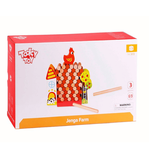 משחק עץ מפולת לבנים בחווה