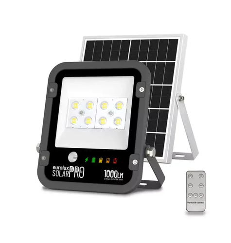 פנס הצפה + עבודה, נטען סולארי שחור 1000 לומנים IP65 אור חם LifePO4 מקצועי יורולוקס 
