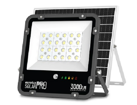 פנס הצפה + עבודה + חרום, נטען סולארי/USB שחור 3000 לומנים IP65 אור יום LifePO4 מקצועי יורולוקס 
