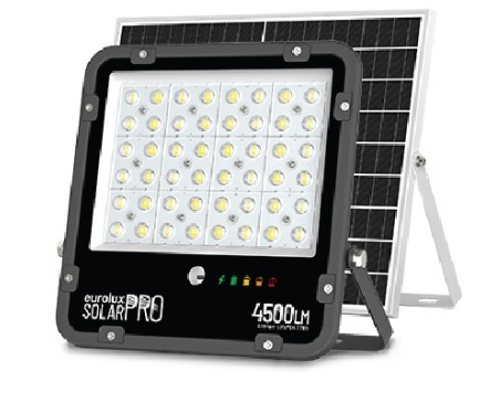 פנס הצפה + עבודה + חרום, נטען סולארי/USB שחור 4500 לומנים IP65 אור יום LifePO4 מקצועי יורולוקס 
