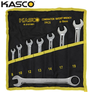 סט 7 מפתחות רינג רצ'ט פתוח מ“מ KASCO CR-V