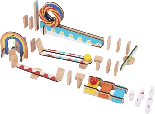 מסלול כדורים דומינו מעץ