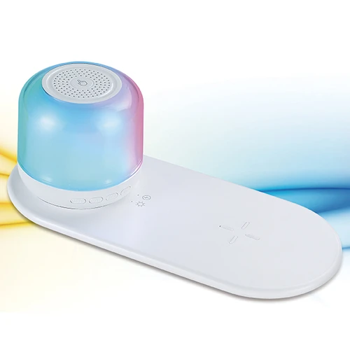 עמדת טעינה אלחוטית לסמארטפון עם רמקול תאורה נשלף