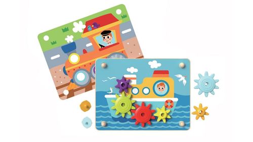 לוח פעילות מעץ גלגלי שיניים