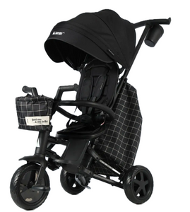 תלת אופן דו-כיווני מעוצב, עם קיפול סופר קומפקטי ו 3 שלבי שימוש - שחור משובץ