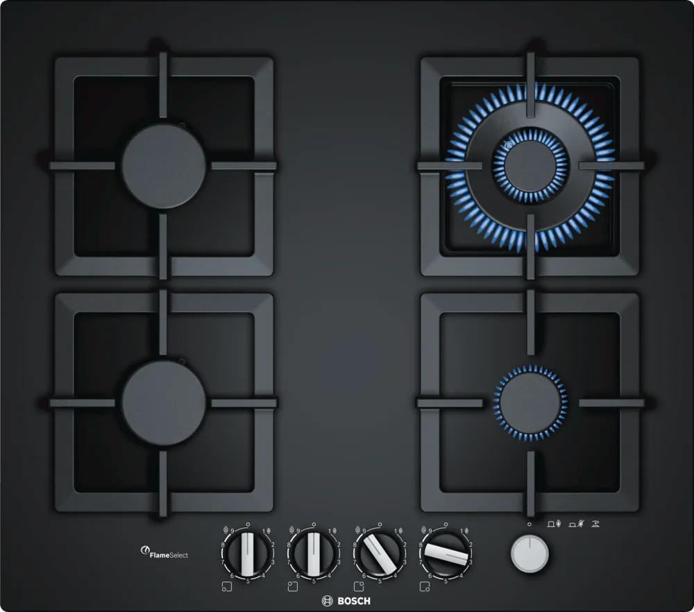 כיריים גז זכוכית 4 להבות בוש 60 סמ PPH6A6M25Y יבואן רשמי 