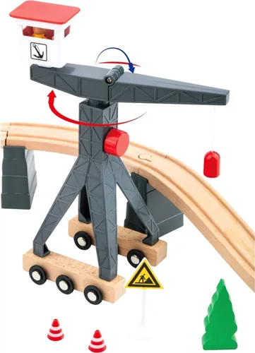 סט פסי רכבת גדול מעץ עם רציף בניה