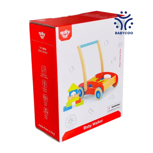 הליכון עץ לתינוקות עם קוביות משחק