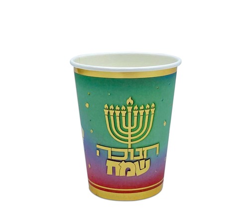 כוסות נייר דגם 'אורות של חג'- 10 יח'