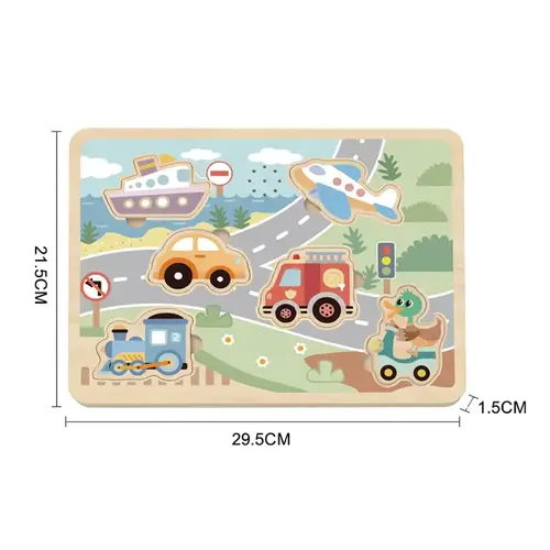 פאזל עץ איכותי עם צלילים - כלי תחבורה