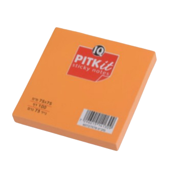 פתקיות ממו PITKIT 75X75 כתום זוהר (100 דף)