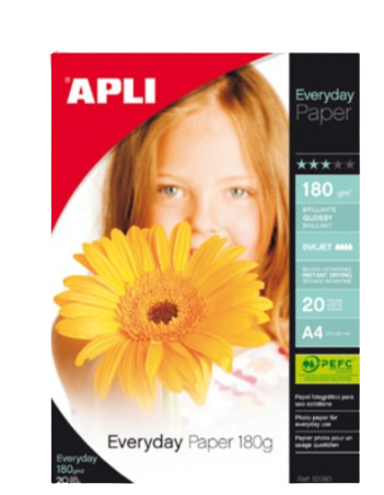 נייר פוטו 20 דף מבריק APLI A4 180 GSM