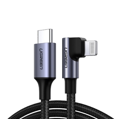 כבל USB -C לLightning בזווית 90 מעלות באורך 1.5 מטר בצבע שחור - UGREEN