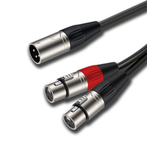 כבל מפצל (Y) XLR Male>2 x XLR Female באורך 20 ס"מ