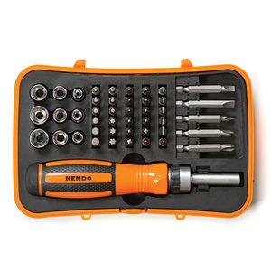 סט מברג רצט + ביטים ובוקסות 45 D1/4 יח KENDO