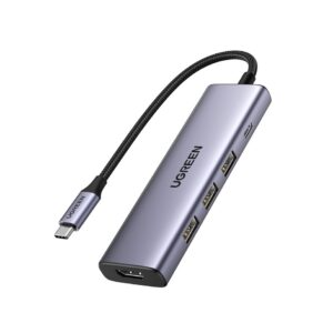 מולטיפורט UGREEN 5 IN 1 100W PD 4K 30Hz HDMI אפור