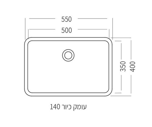 כיורי חרס שולחניים מרובעים ללא חור לברז מרווה Marva התקנה‭ ‬תחתונה 402023