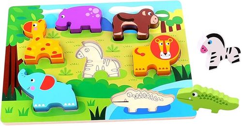 פאזל עץ בולט איכותי - חיות ג'ונגל