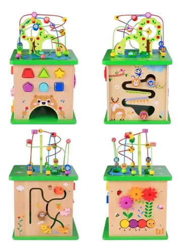 קוביית פעילות ענקית מעץ