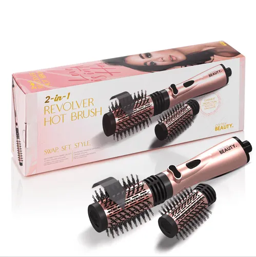מברשת פן חשמלית 2IN1 מסתובבת 1000W CORTEX BEAUTY בצבע רוז גולד